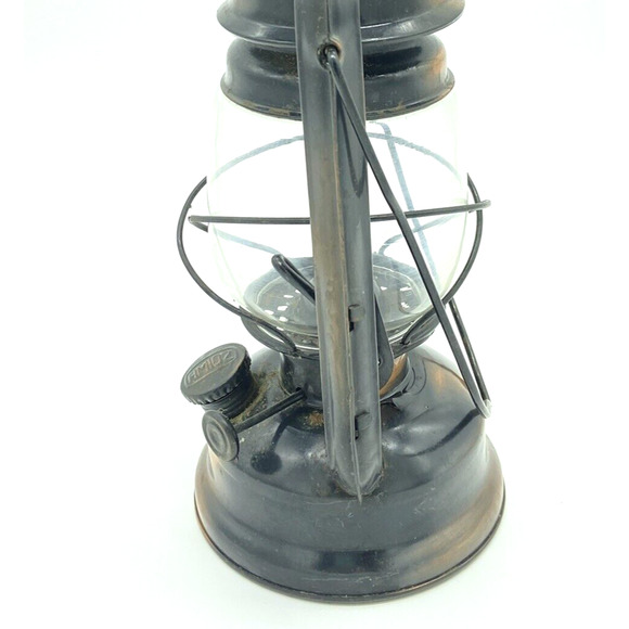 Vintage metal Oil Lantern 10" tall HM102 Copper Black Paraffin Use Only - Picture 8 of 12